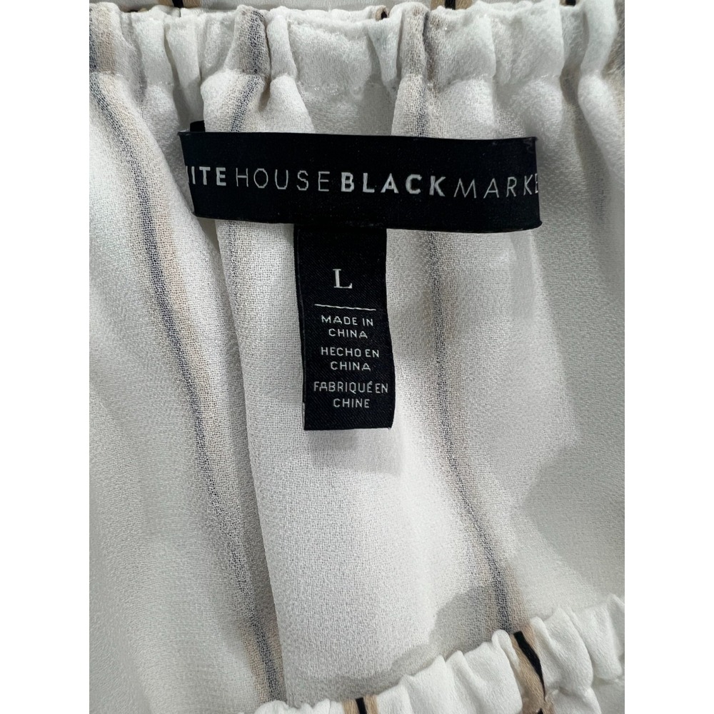 White House Black Market White Gold Black Stripe Off The Shoulder Top Size L - Picture 4 of 5